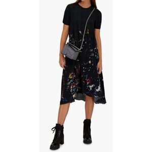 NWOT R13 Navy Plaid Paint Splatter Distressed Midi Dress Women's Medium